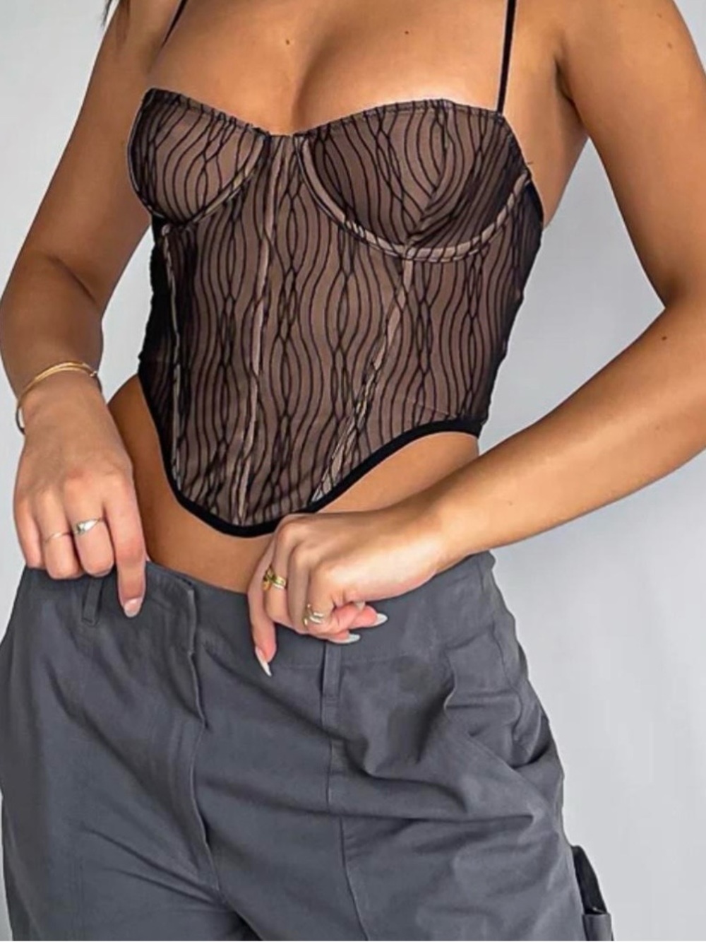 White Fox Take A Chance Black Mesh Corset Bustier Small New With Tags Y2K Party